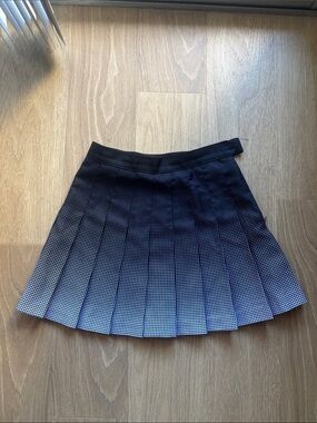 American Apparel Navy-to-White Dots Pleated Mini Skirt